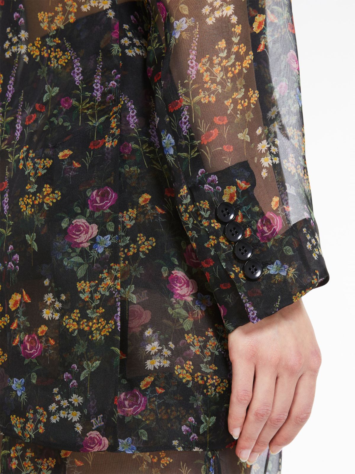 Floral silk organza blazer