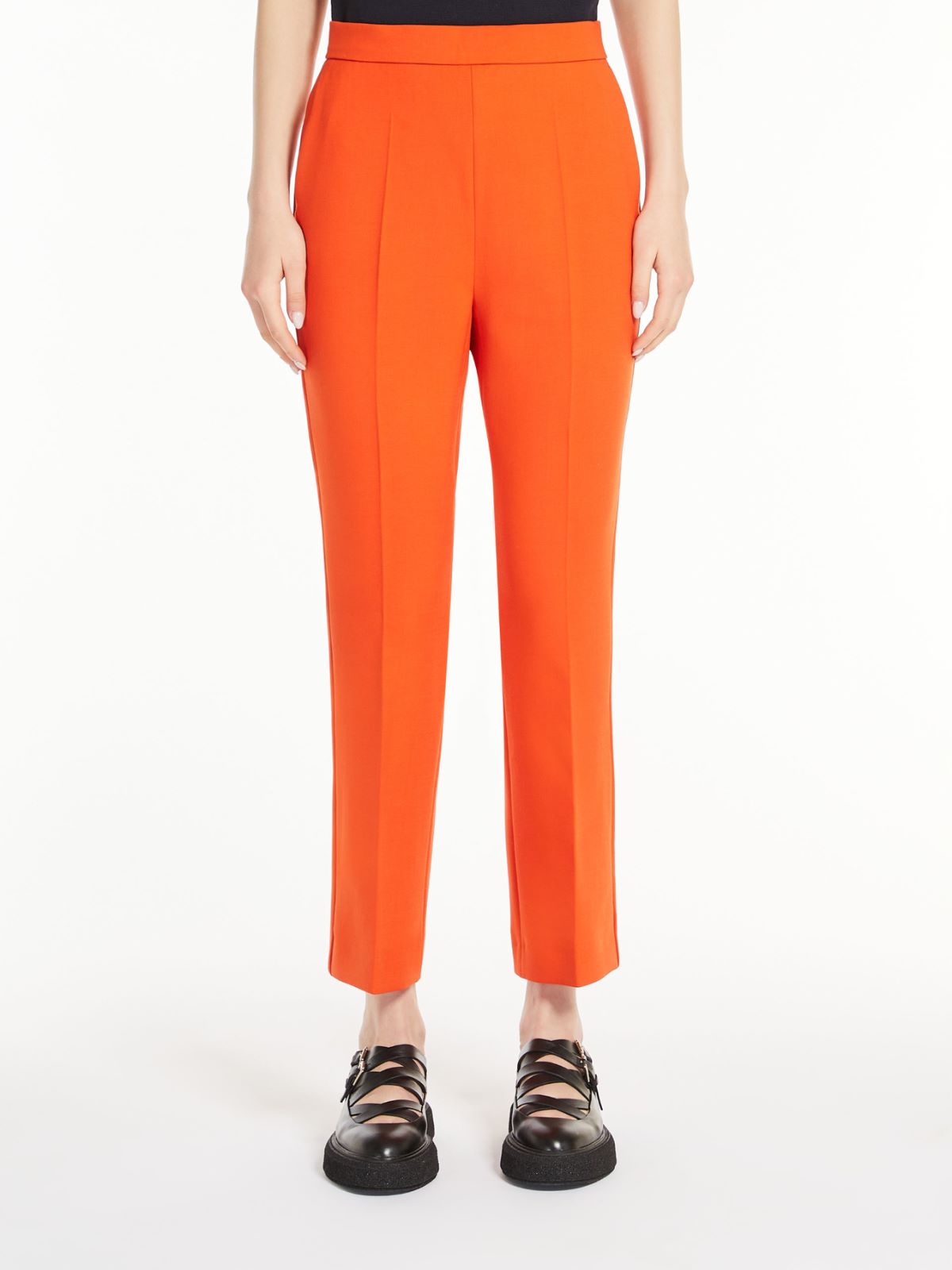 Wool crêpe ankle-length trousers