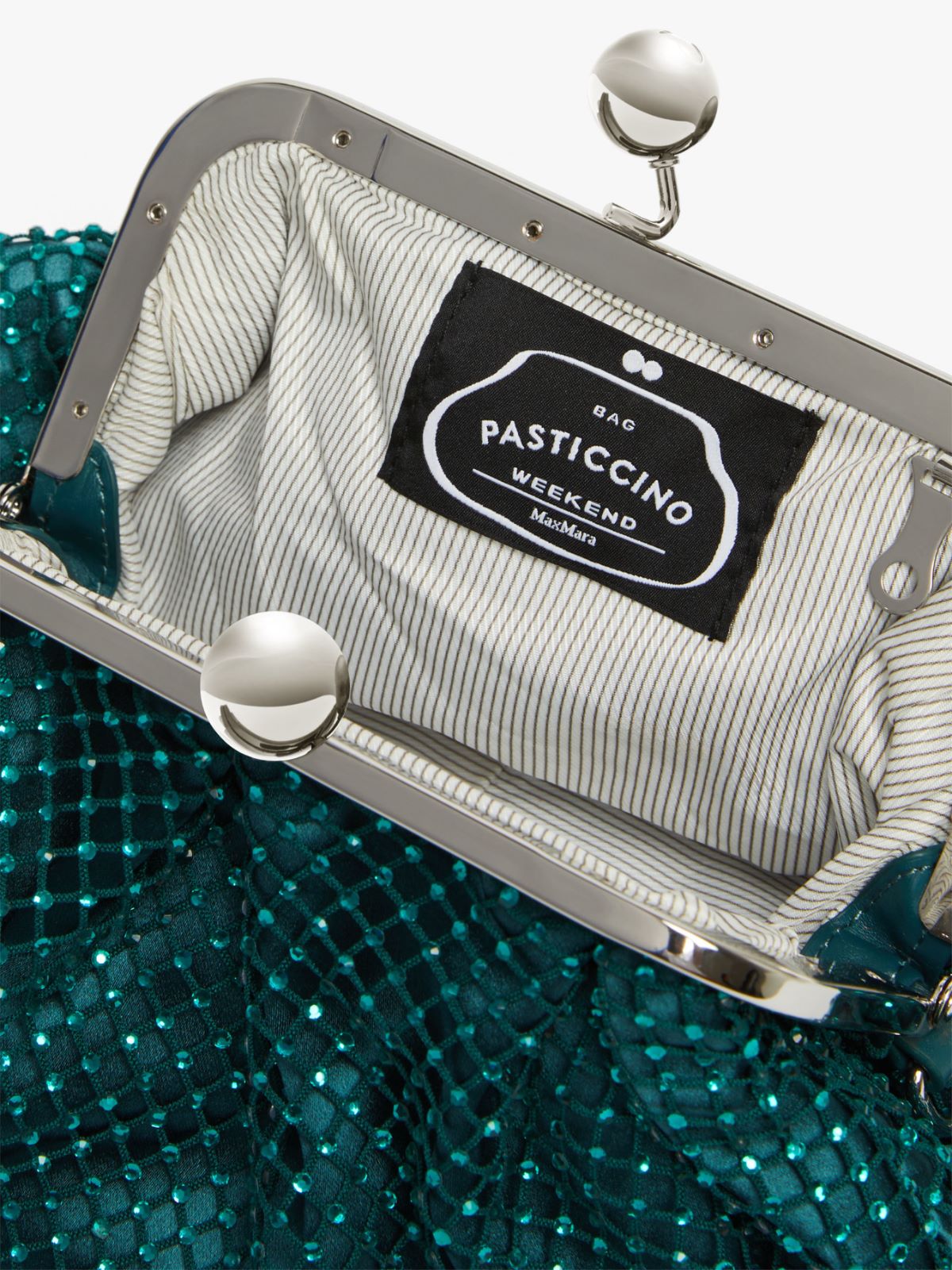 Small Pasticcino Bag in mesh and rhinestones