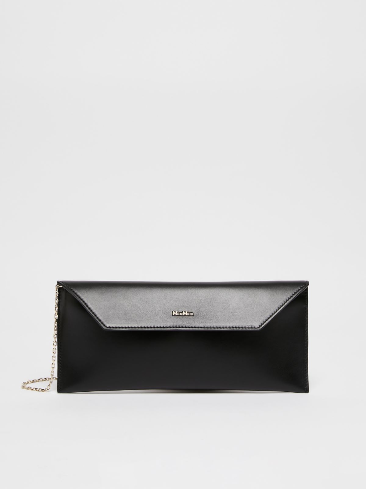 Smooth semi-gloss leather clutch bag