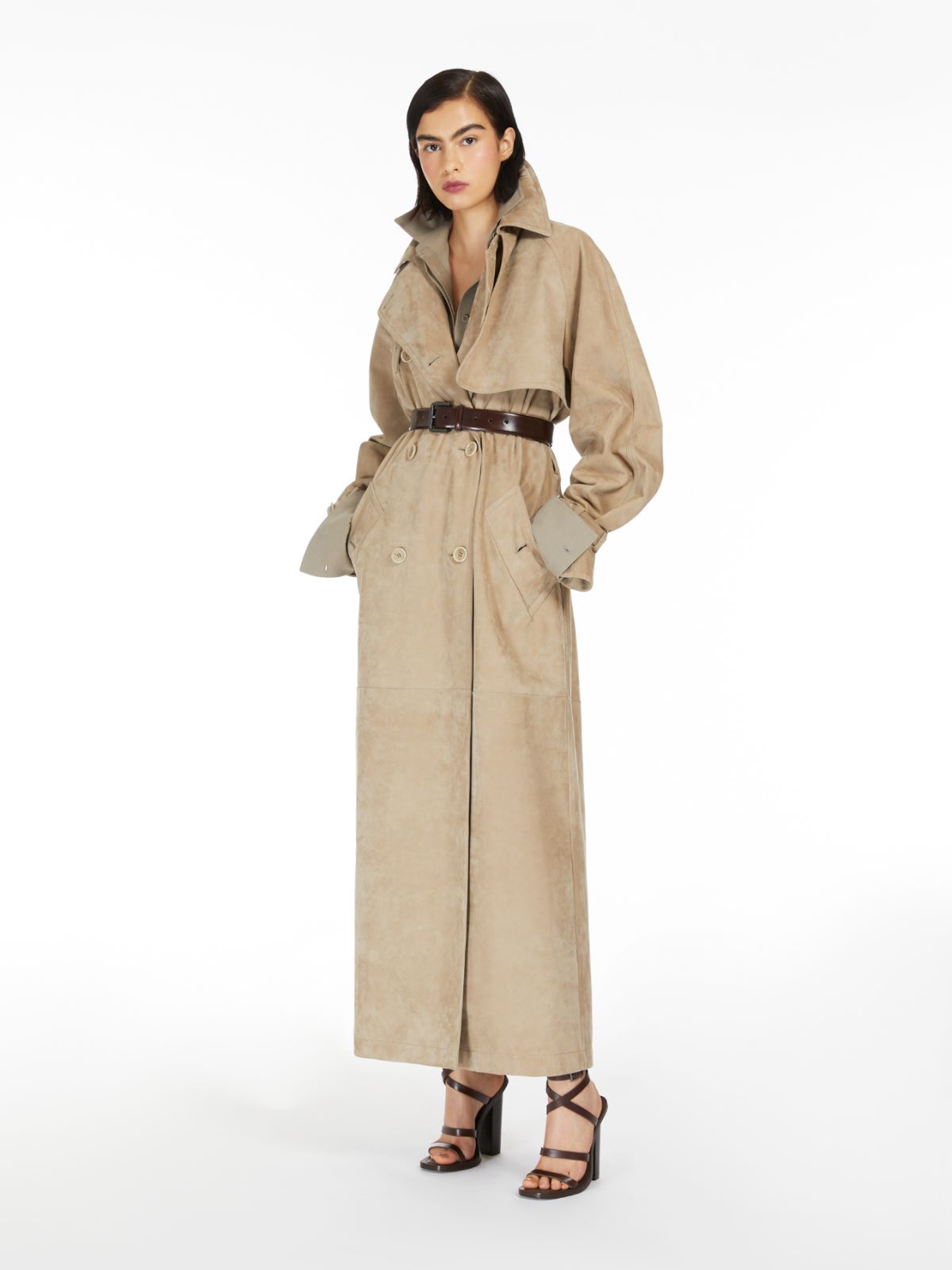 Nubuck oversized trench coat