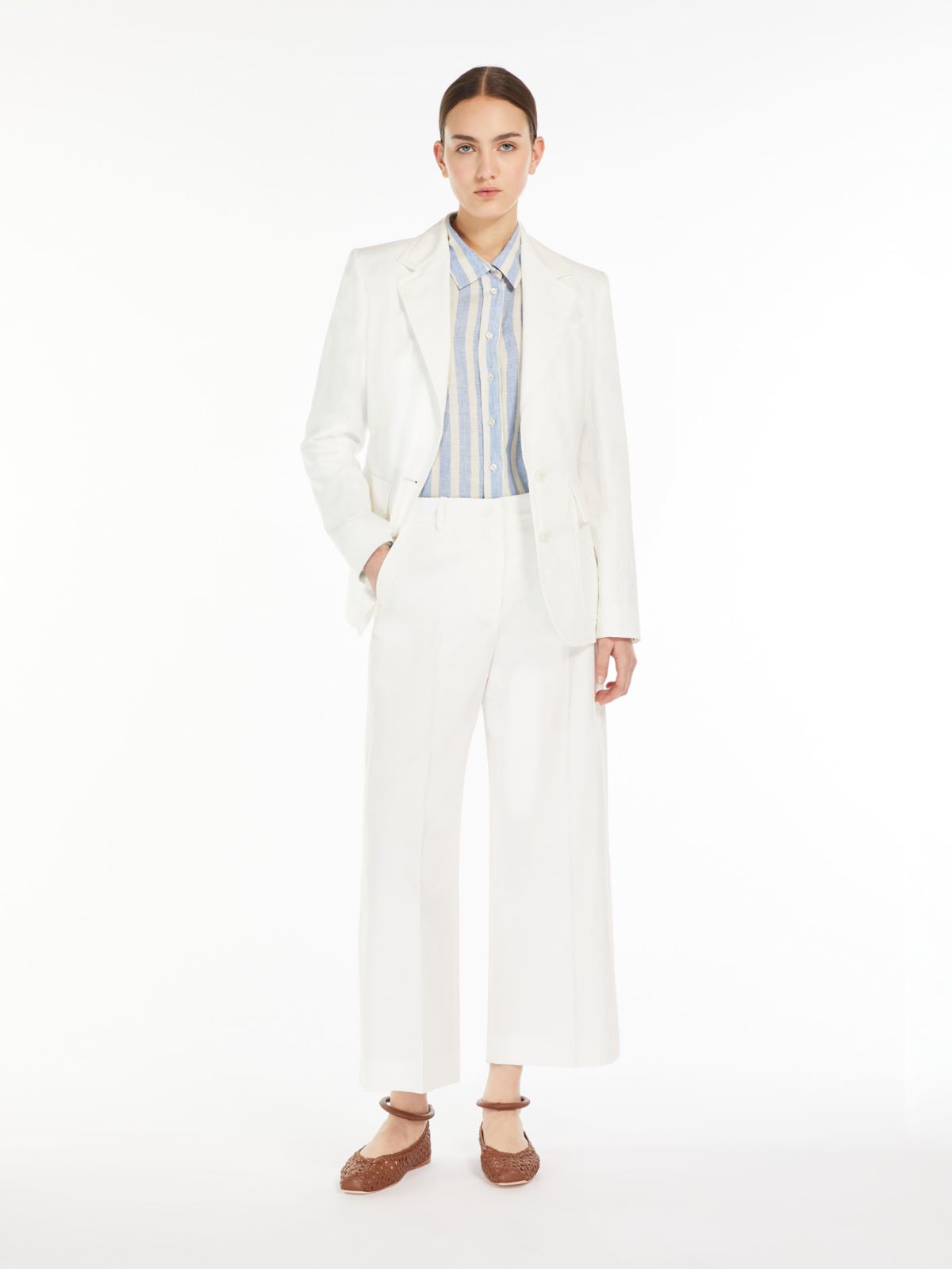 Cotton and linen canvas trousers