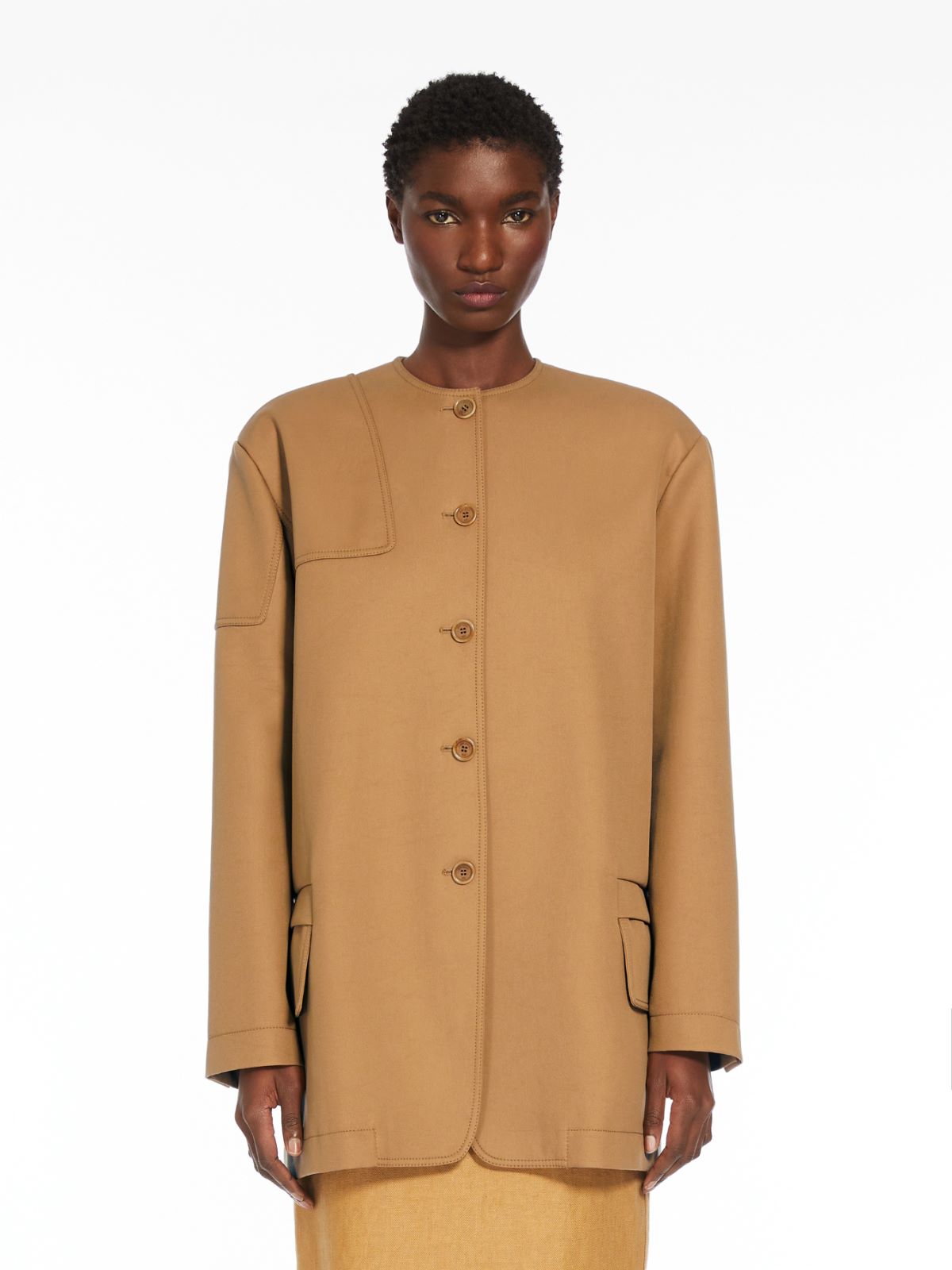 Cotton gabardine oversized jacket
