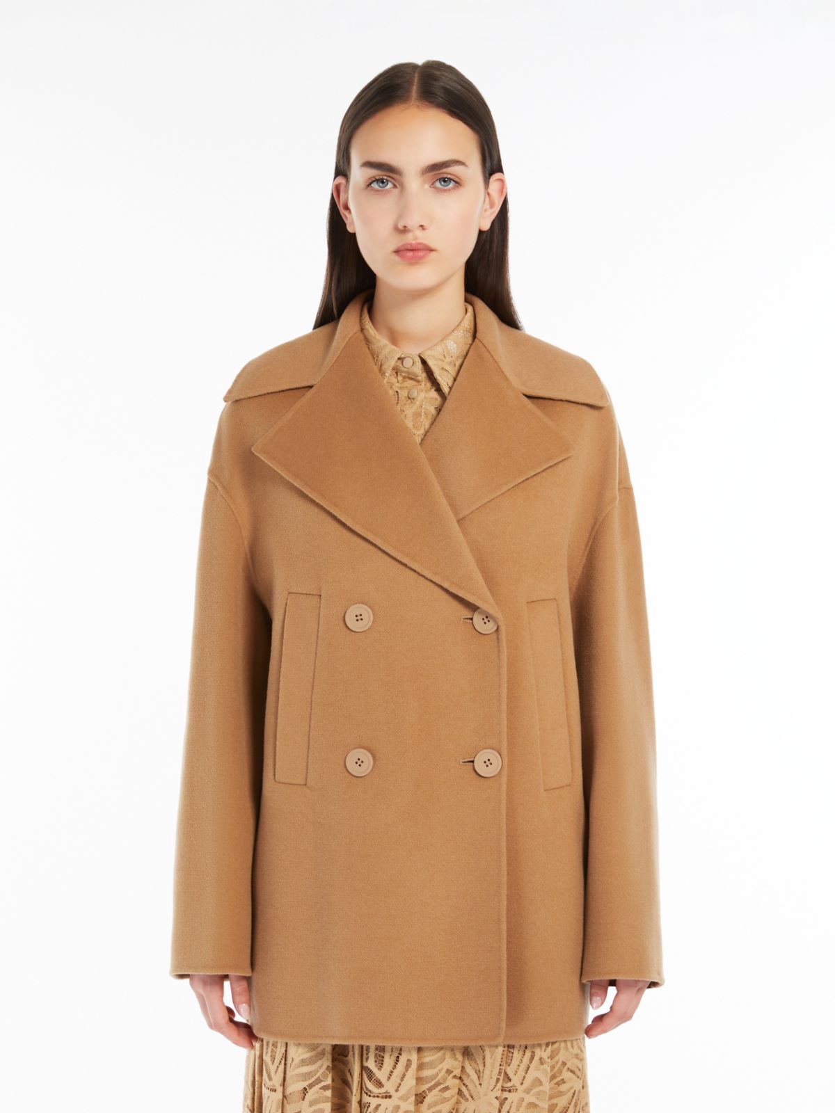 Wool, cashmere and silk pea coat