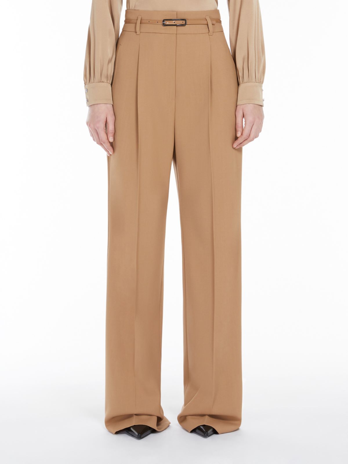 High-waisted wool trousers