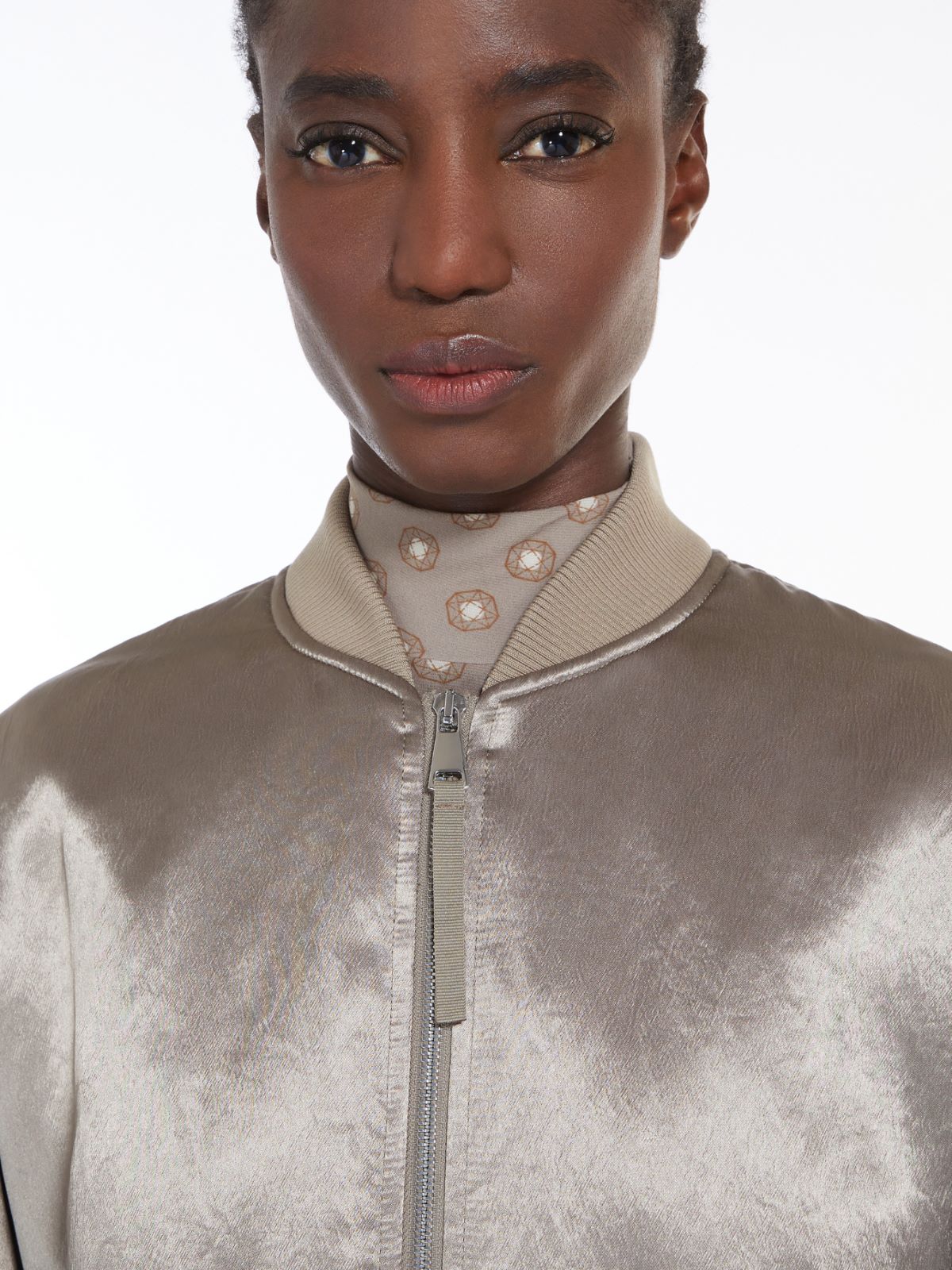 Oversized satin bomber jacket