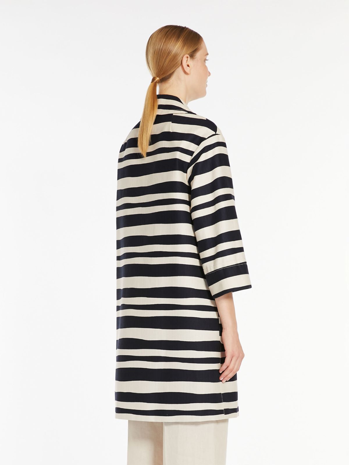 Printed cotton basketweave coat