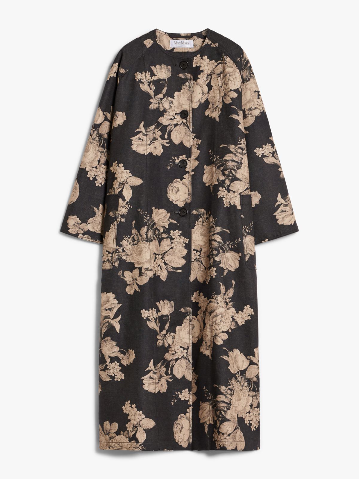 Printed canvas oversized coat