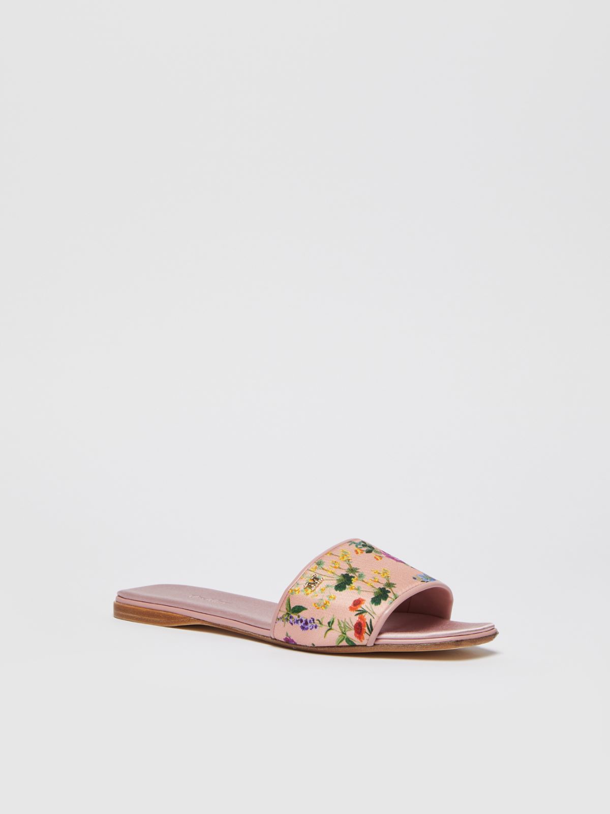 Printed silk slide sandals