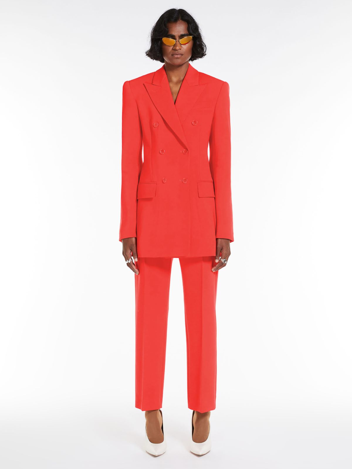 Double-breasted stretch wool blazer