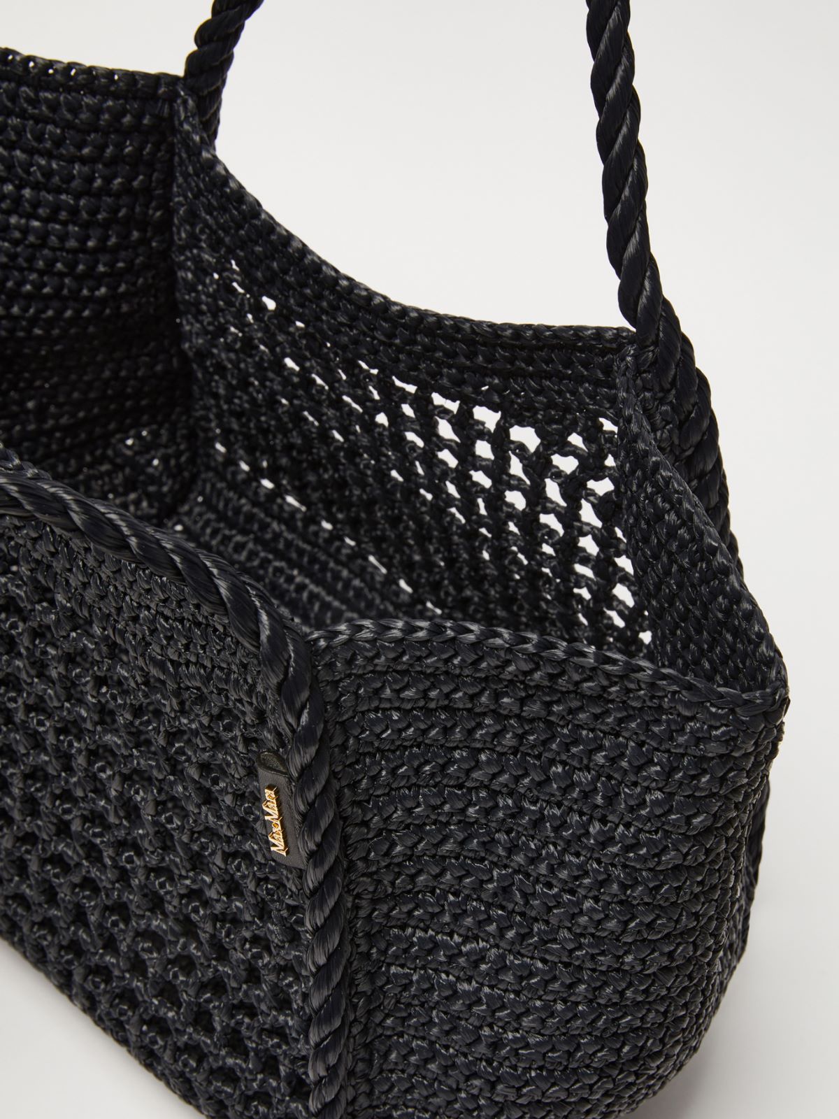 Raffia-effect small Marine bag