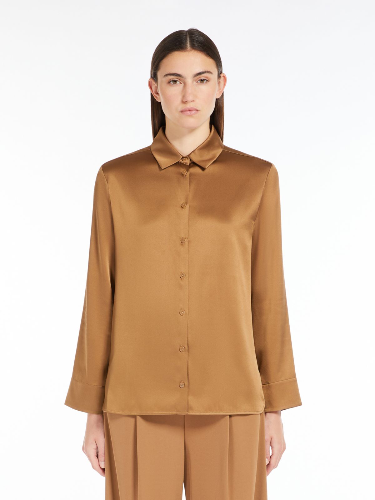Stretch silk satin shirt