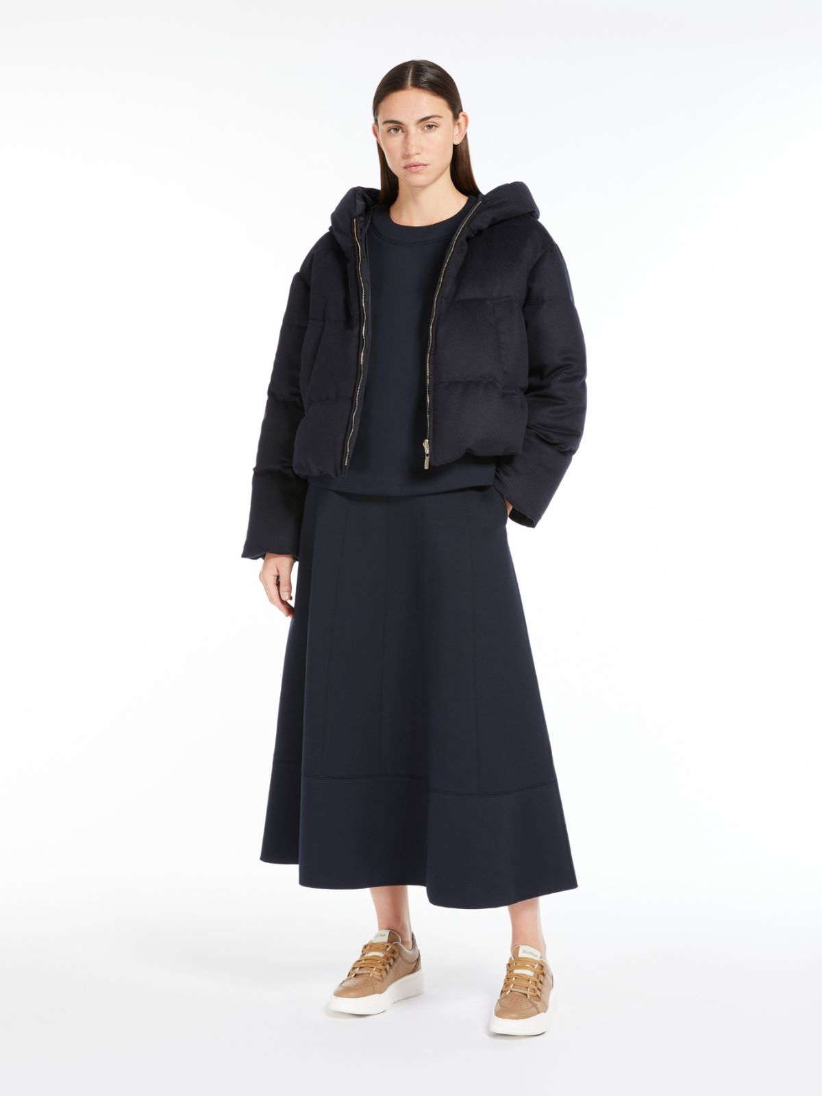 Reversible camel colour down jacket