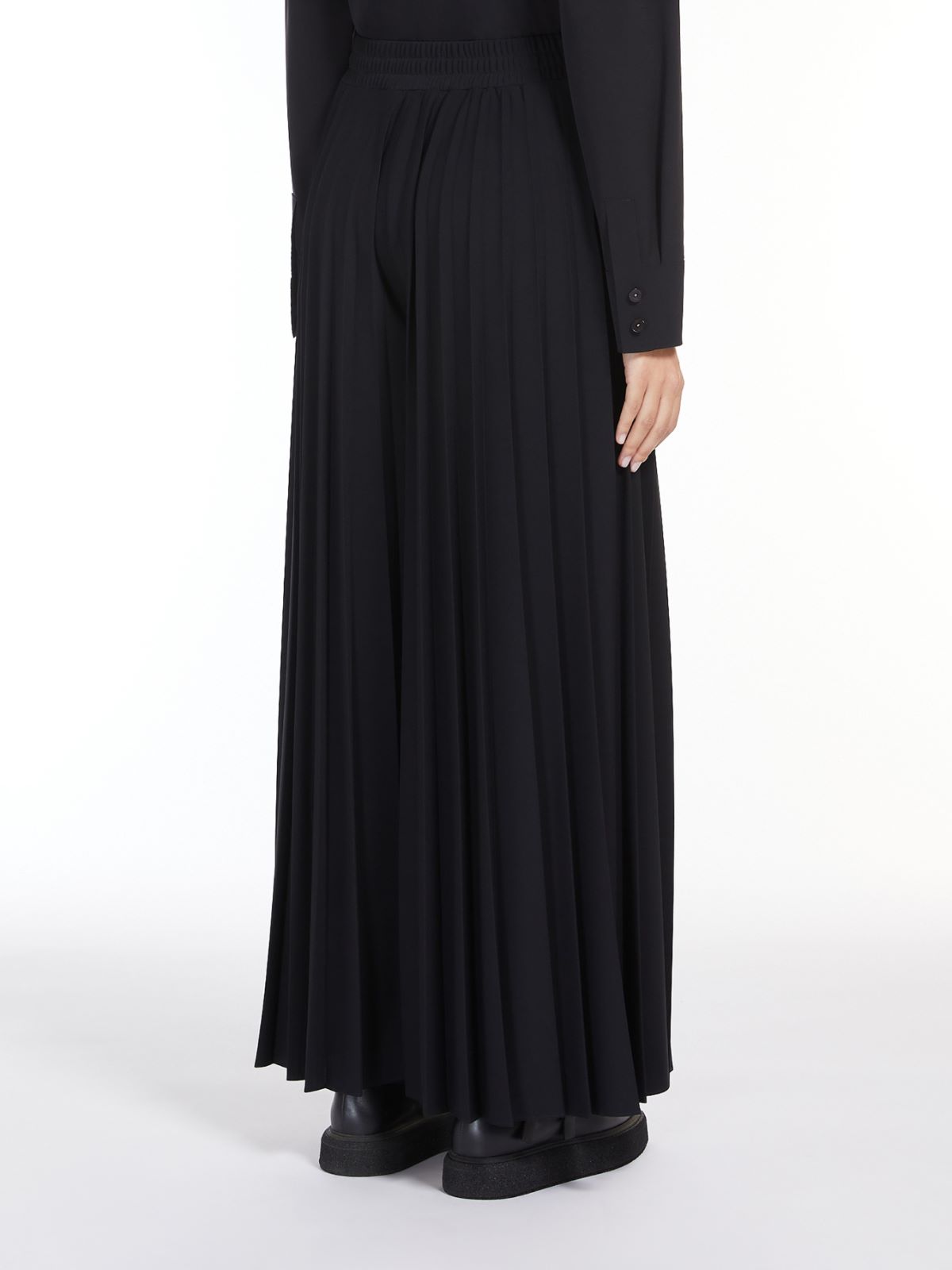Pleated jersey A-line trousers