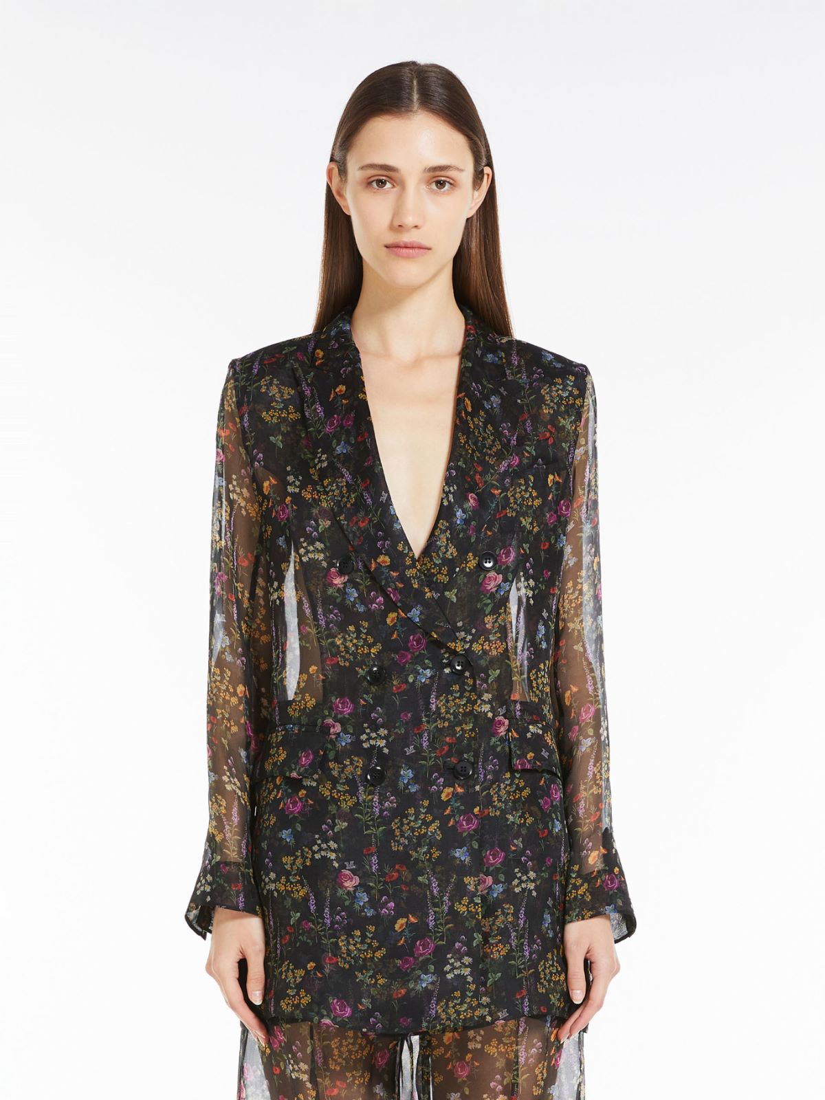 Floral silk organza blazer