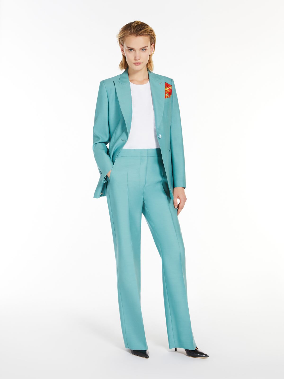 Wool and silk flared trousers