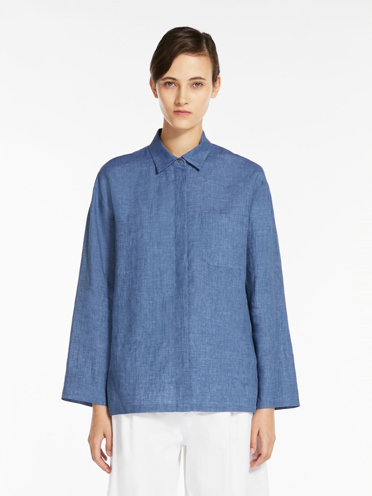 Pocket-detail linen canvas shirt