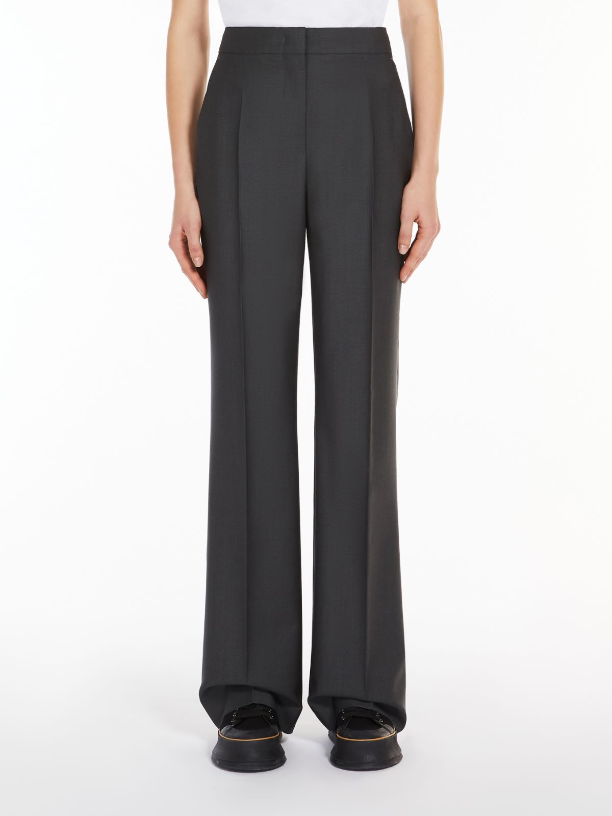 Wool and mohair flared trousers