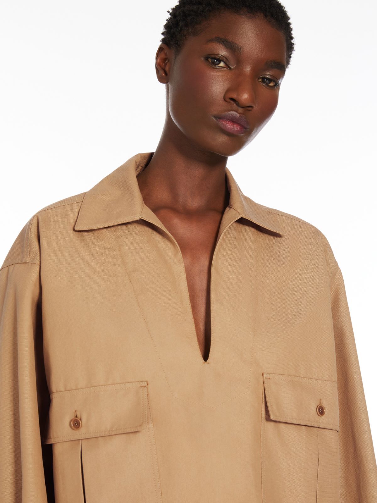 Cotton canvas oversized blouse