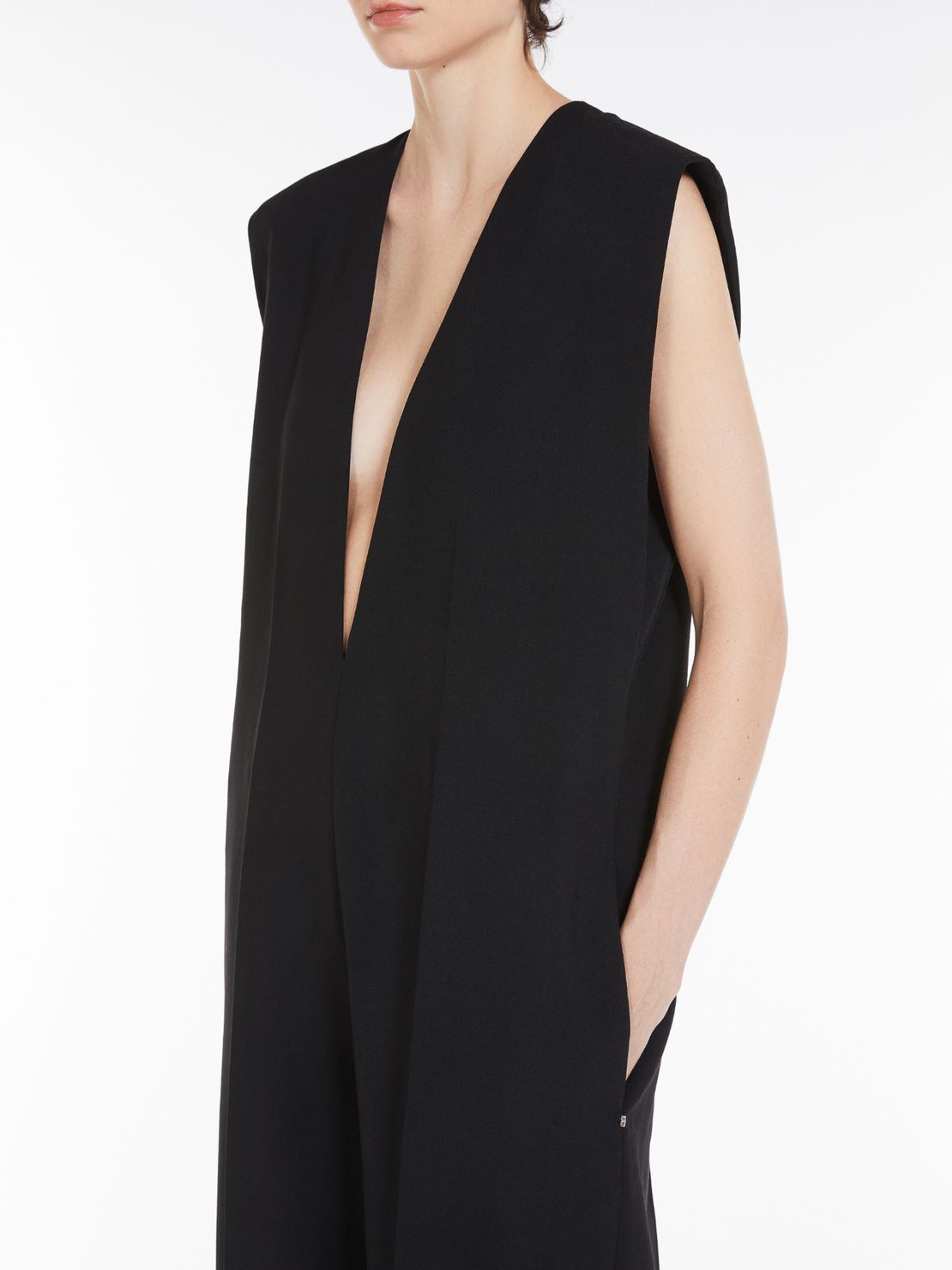 Sleeveless stretch wool jumpsuit