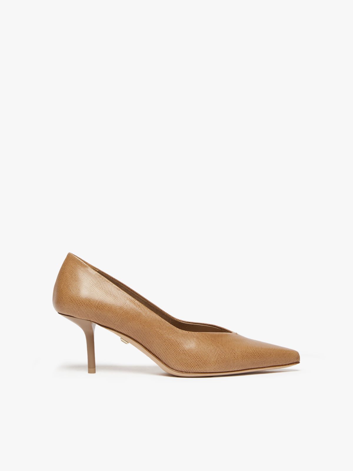 Lizard-print leather court shoes