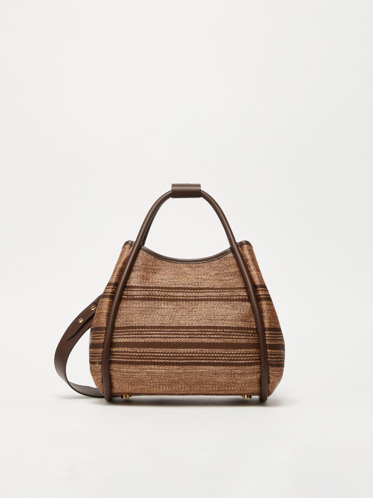 Jacquard raffia-effect fabric small Marine bag
