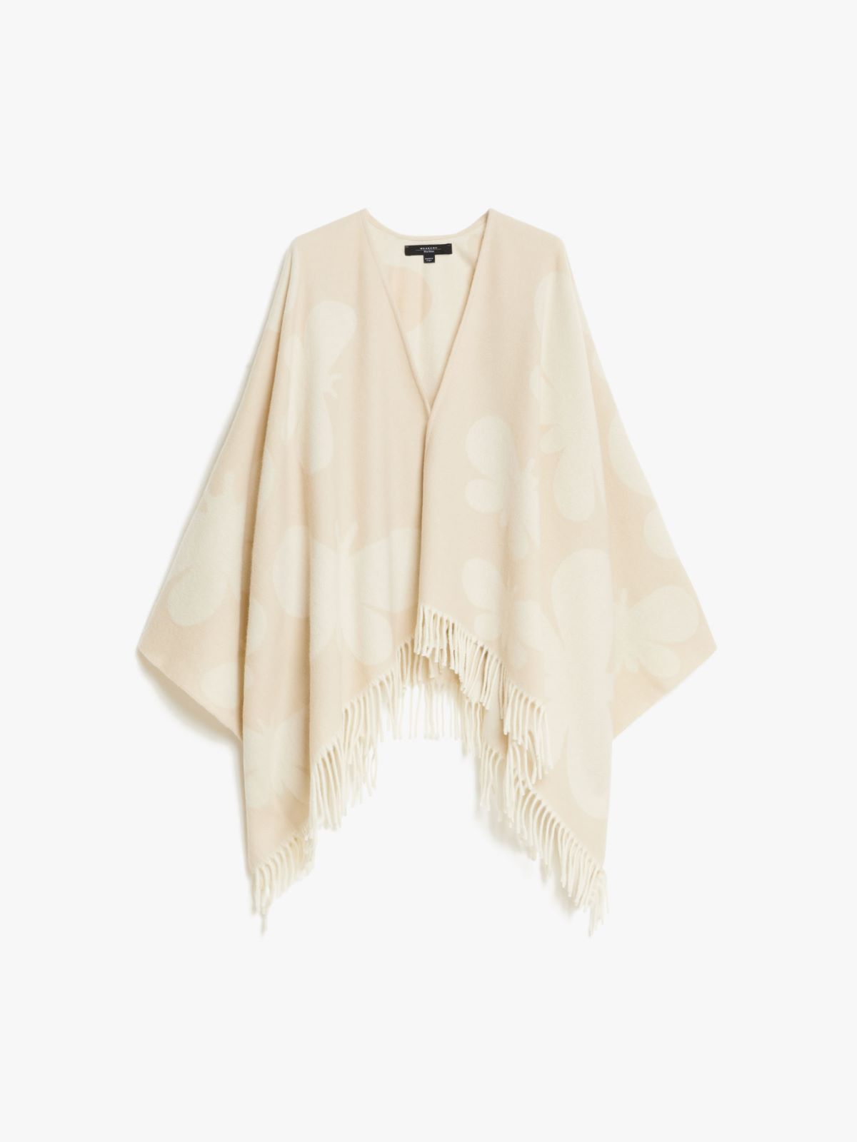 Jacquard wool poncho