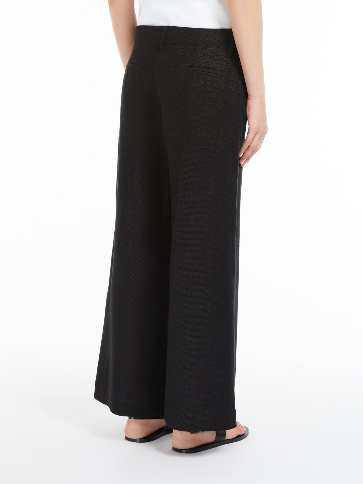 Wide-leg linen and cotton trousers
