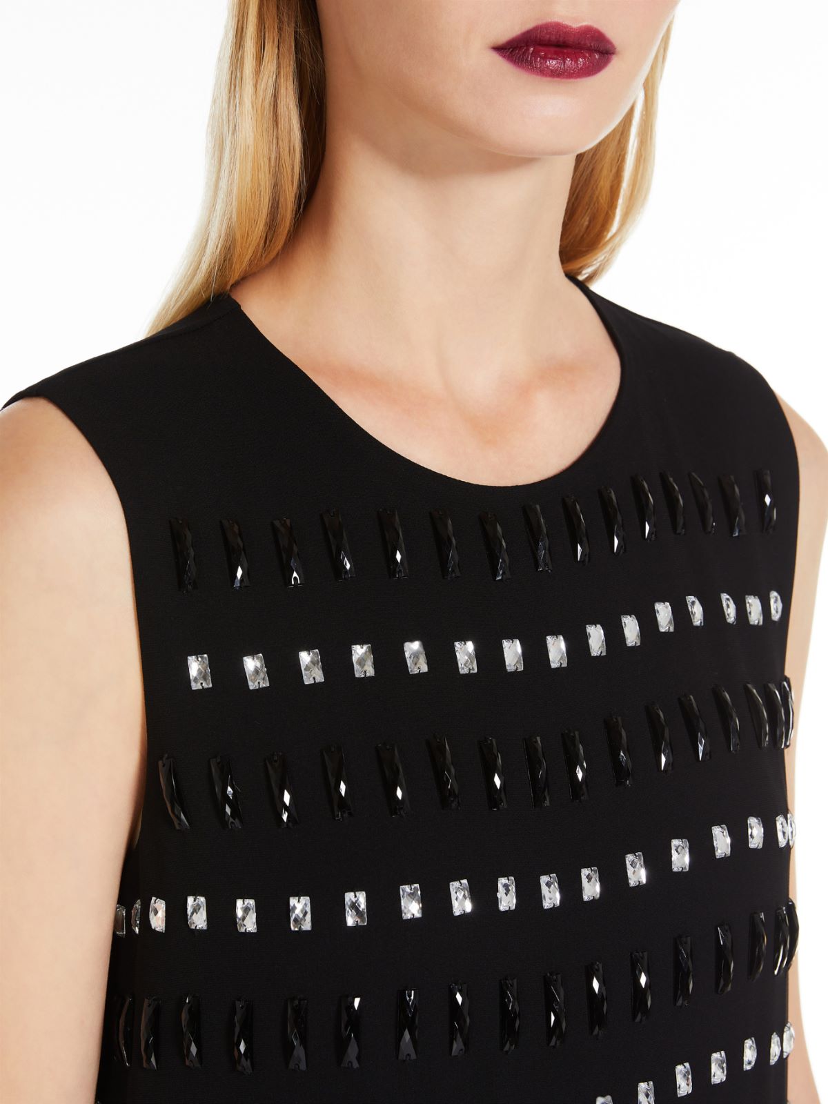 Embroidered cady boxy dress