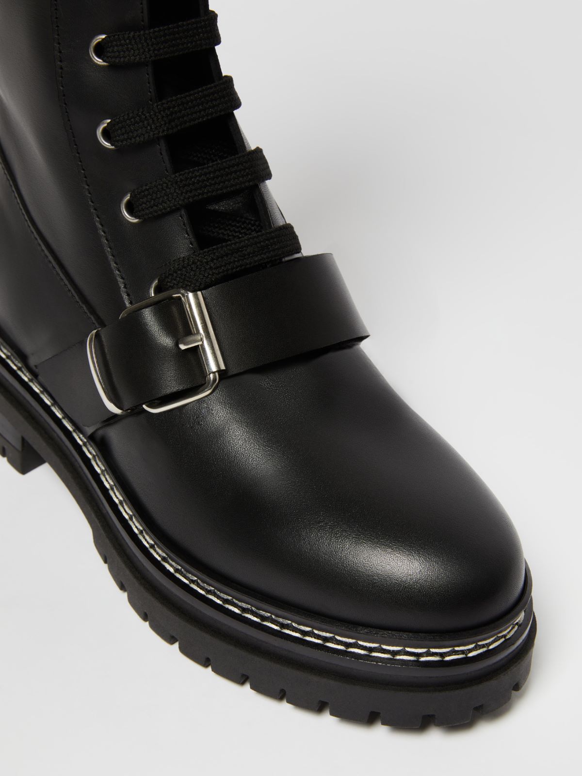 Leather lace-up combat boots