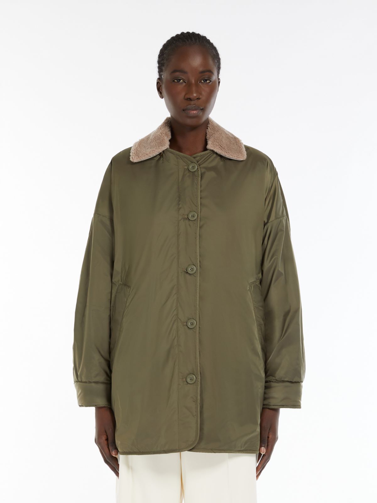Reversible water-repellent canvas down jacket
