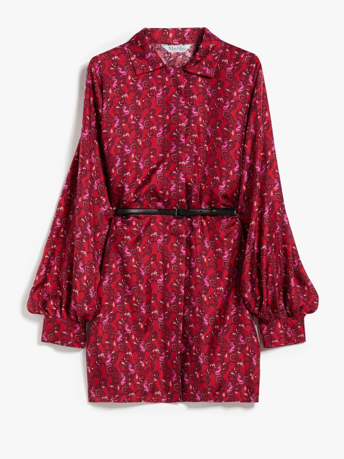 Printed silk shirt dress
