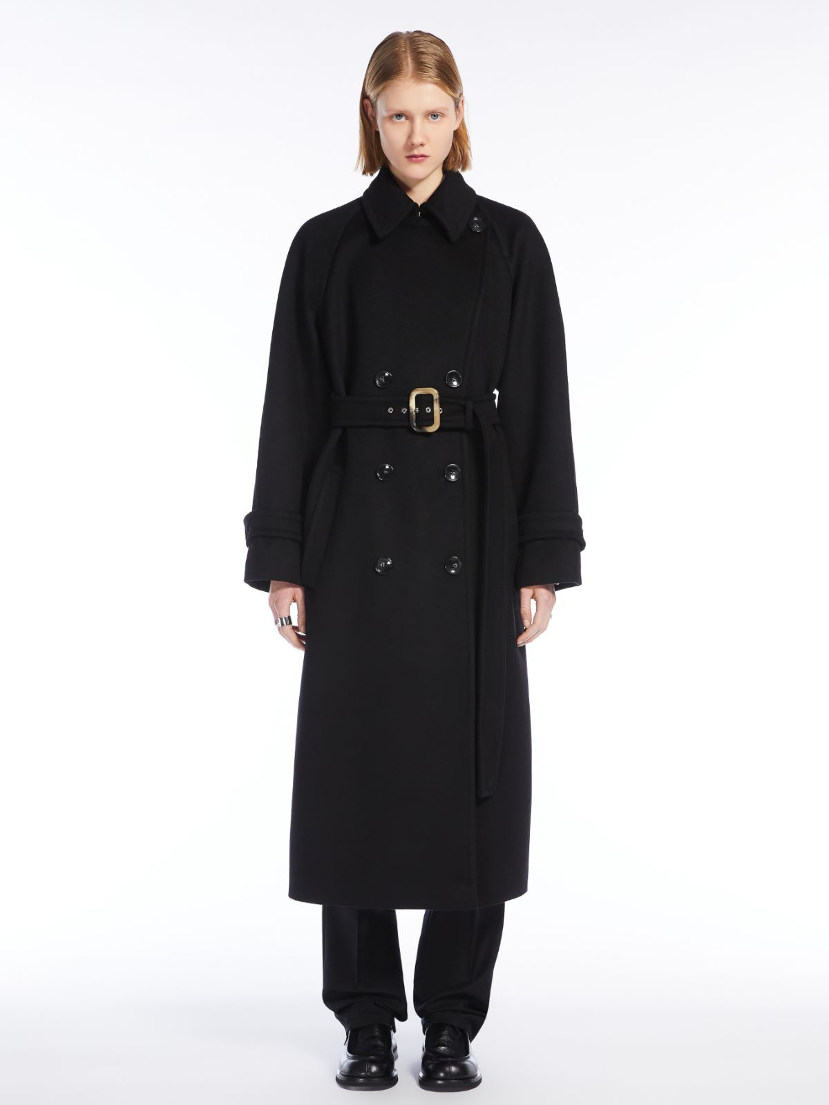 Double-breasted pure wool coat