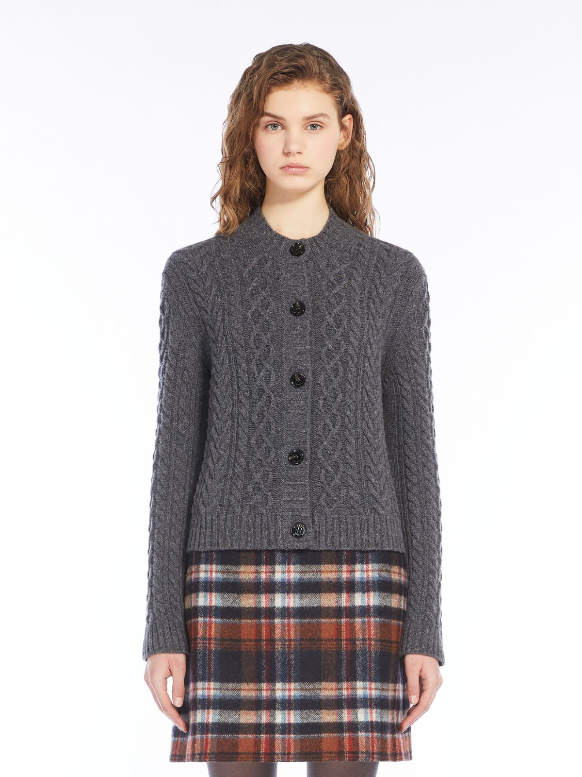 Cable-knit wool cardigan