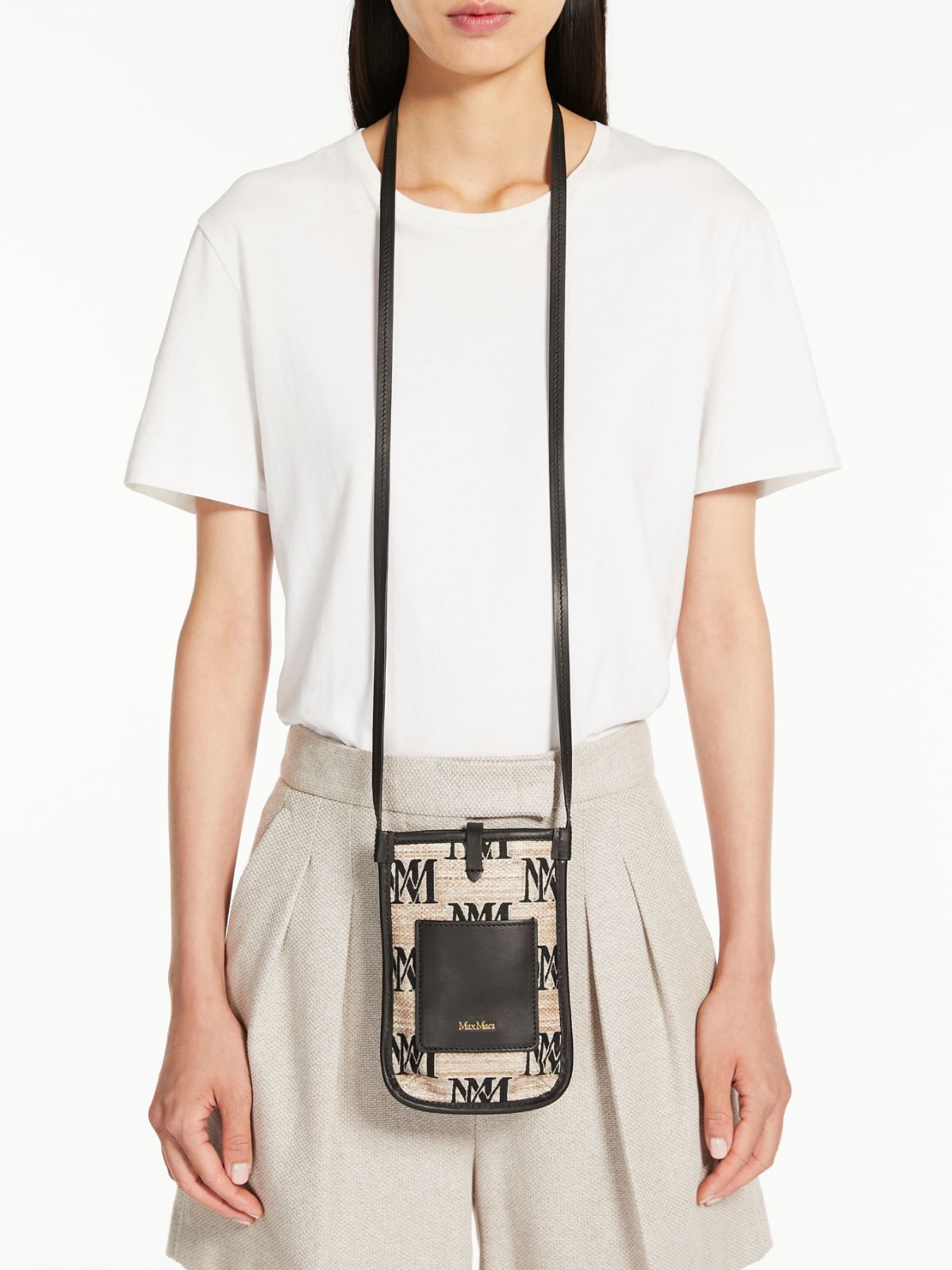 Jacquard raffia-effect fabric smartphone holder