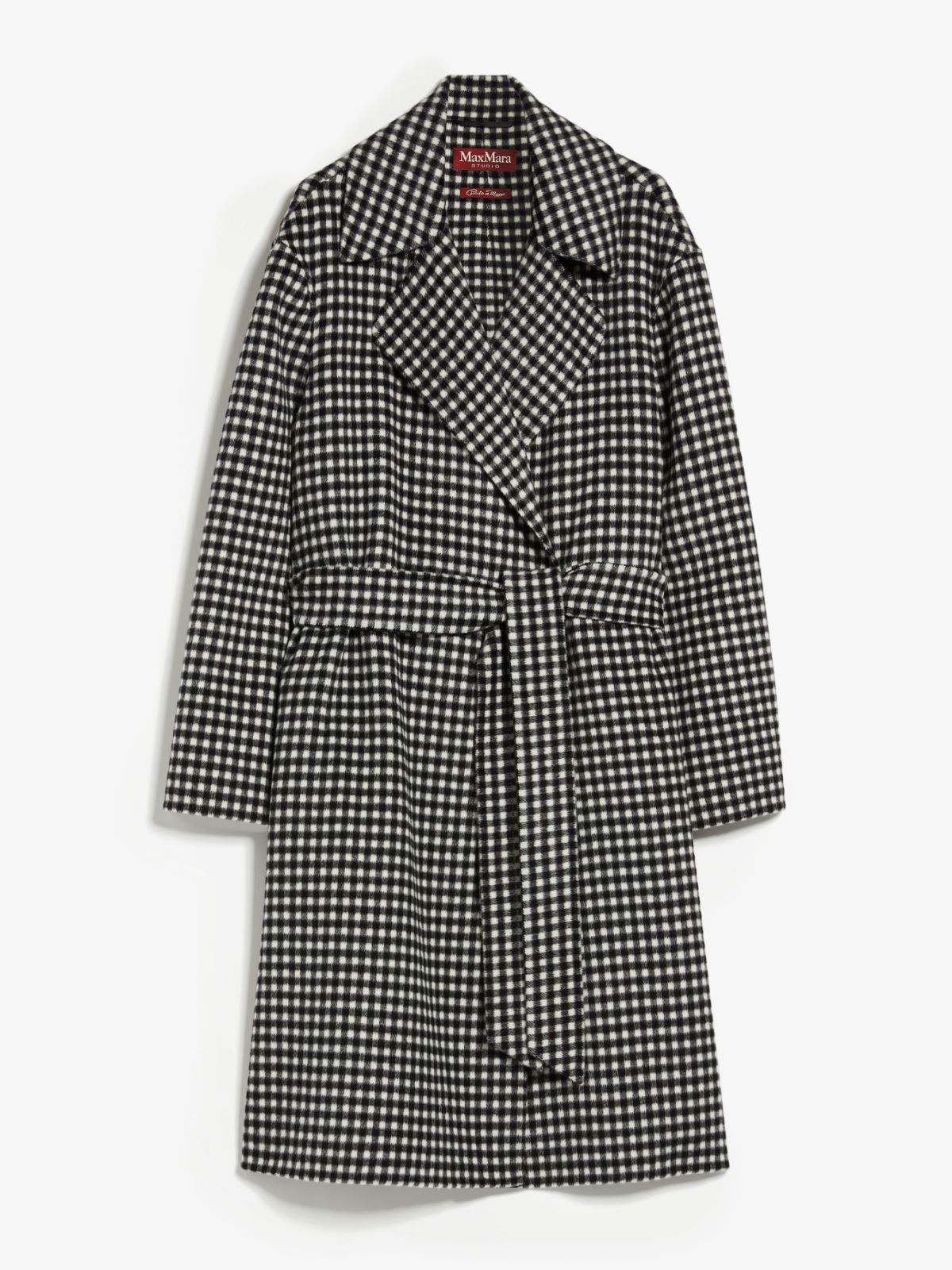 Gingham wool robe coat
