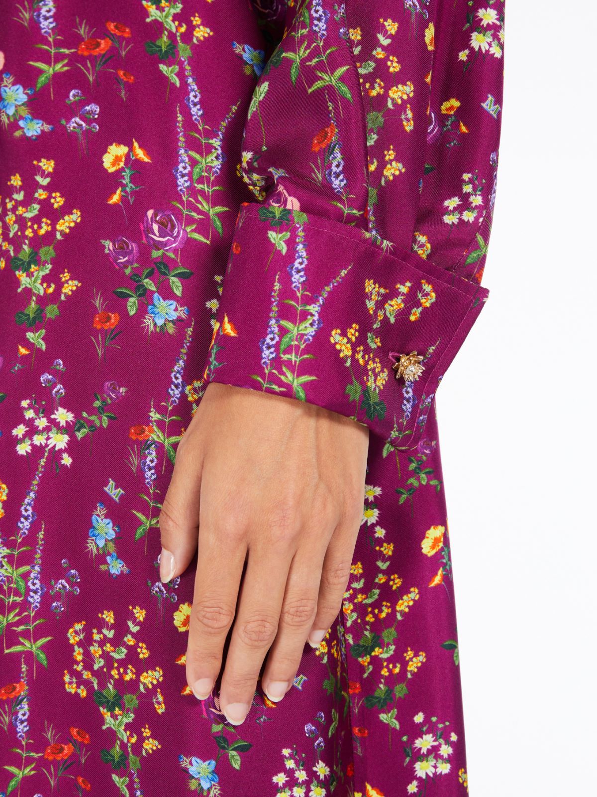 Printed silk shirt dress