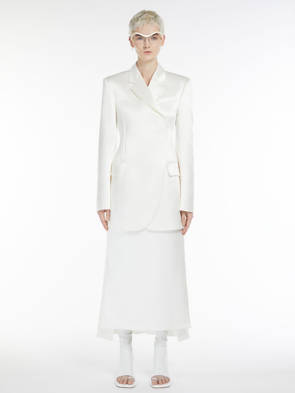 Long slit wrap-style skirt