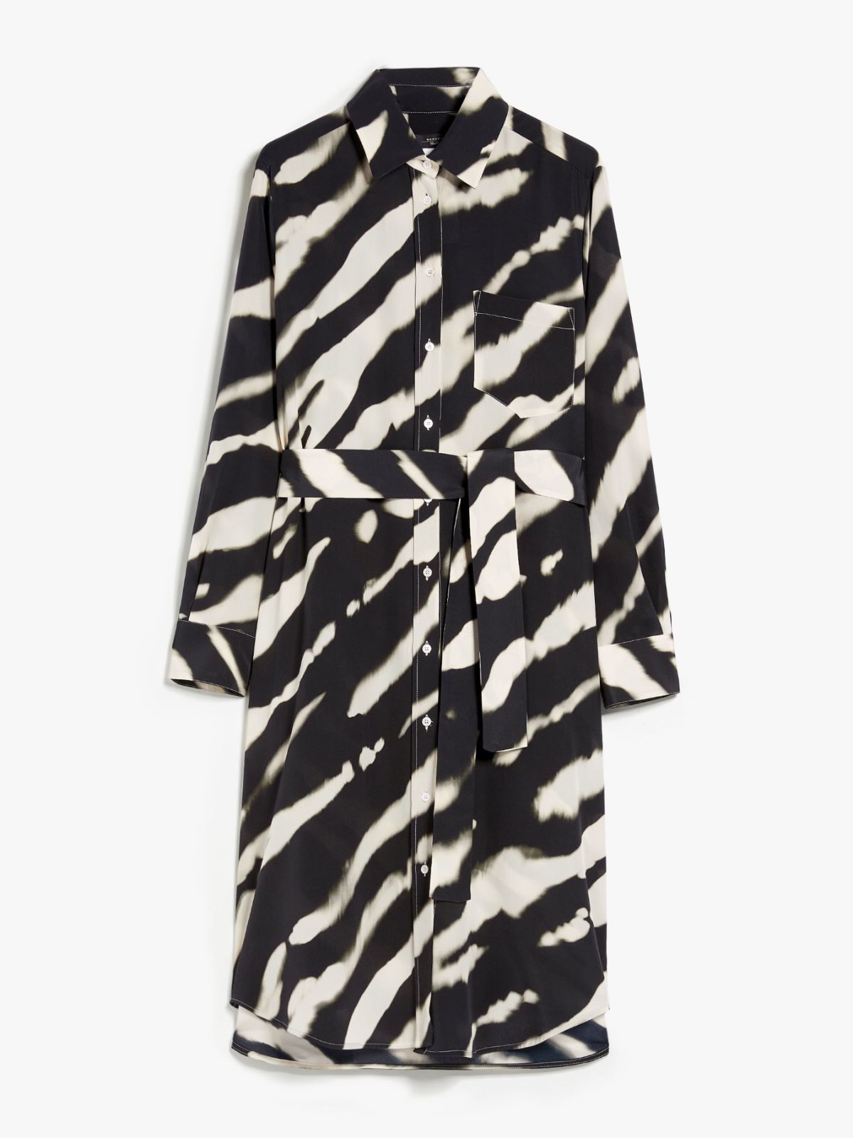 Printed crepe de chine shirt dress