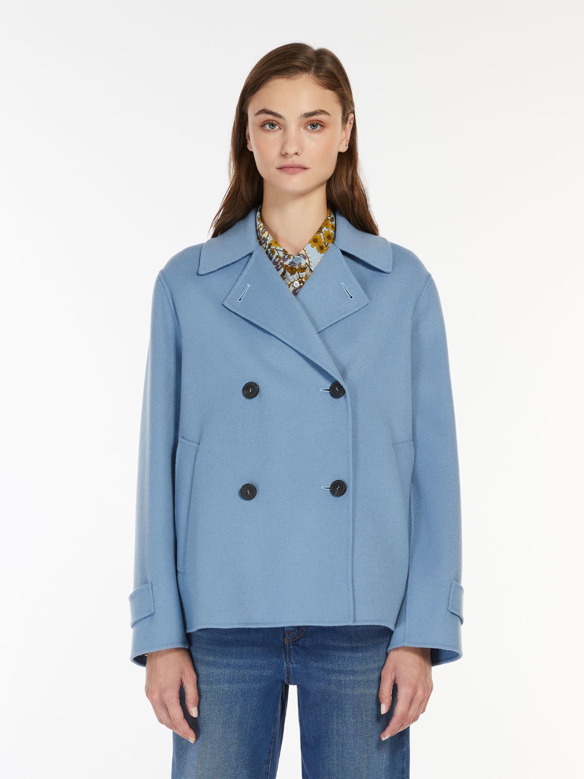 Double-breasted wool pea coat