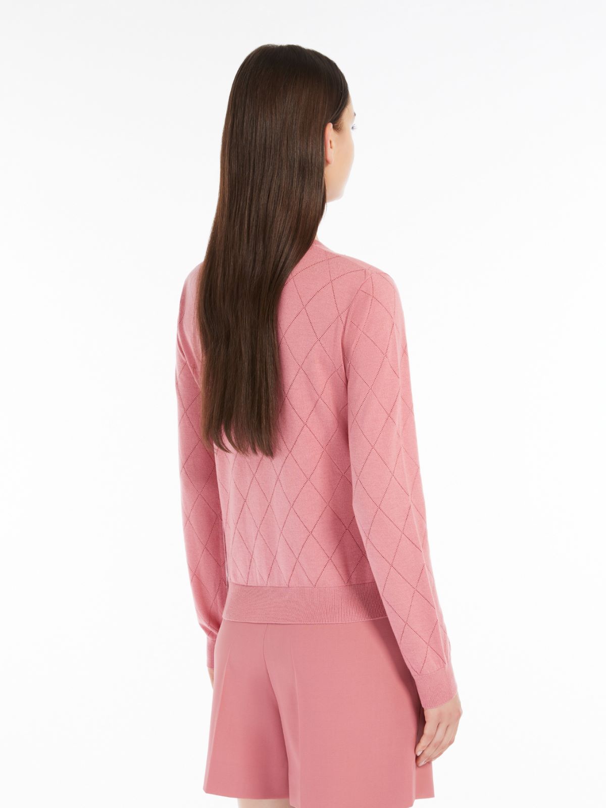 Silk and wool Argyle cardigan