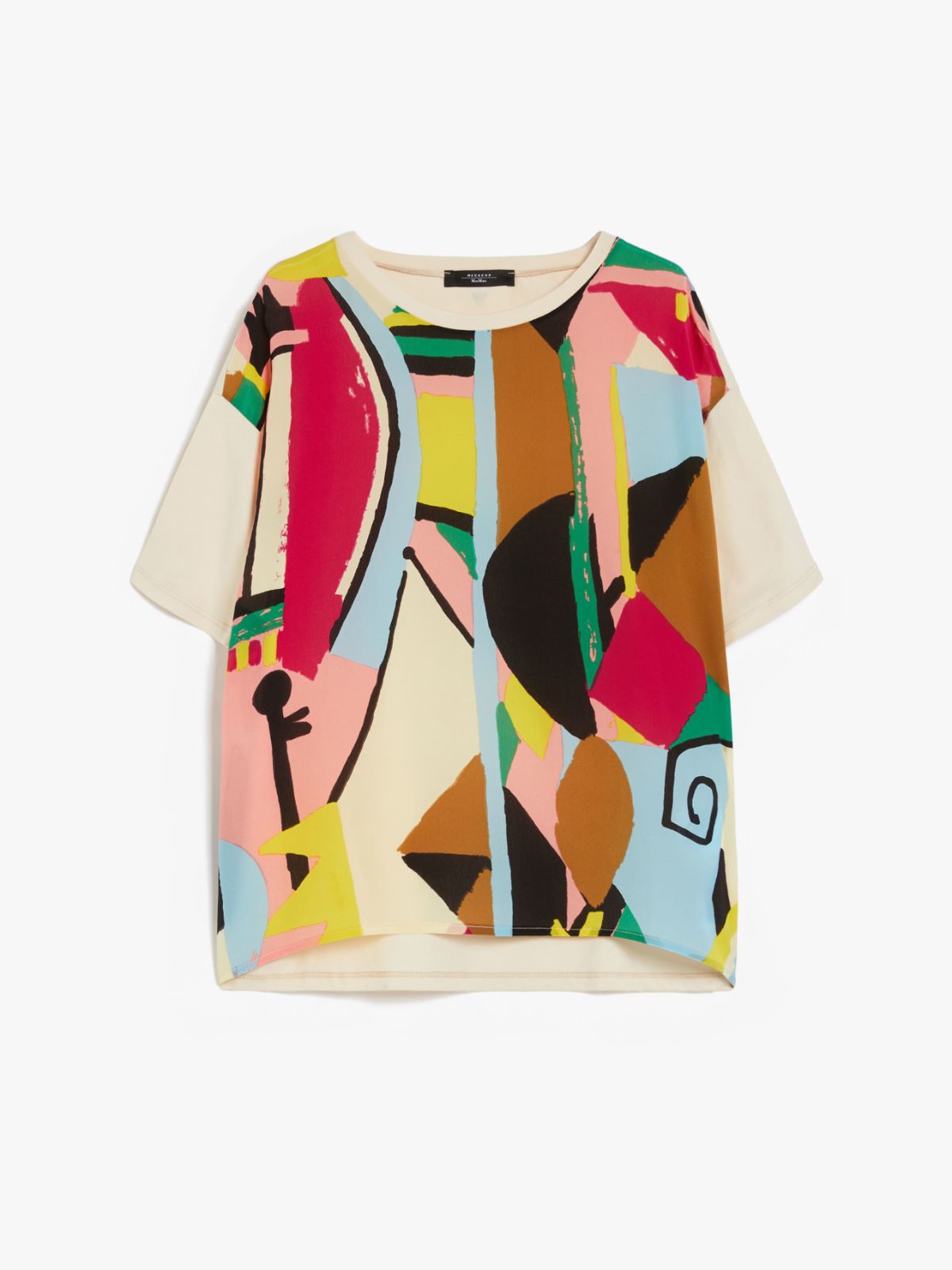 Jersey and crepe T-shirt