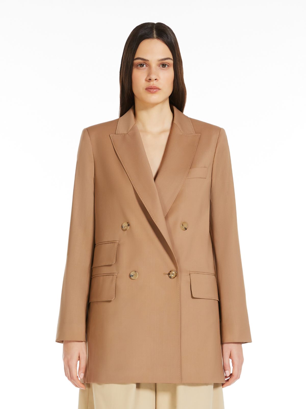 Straight wool canvas blazer