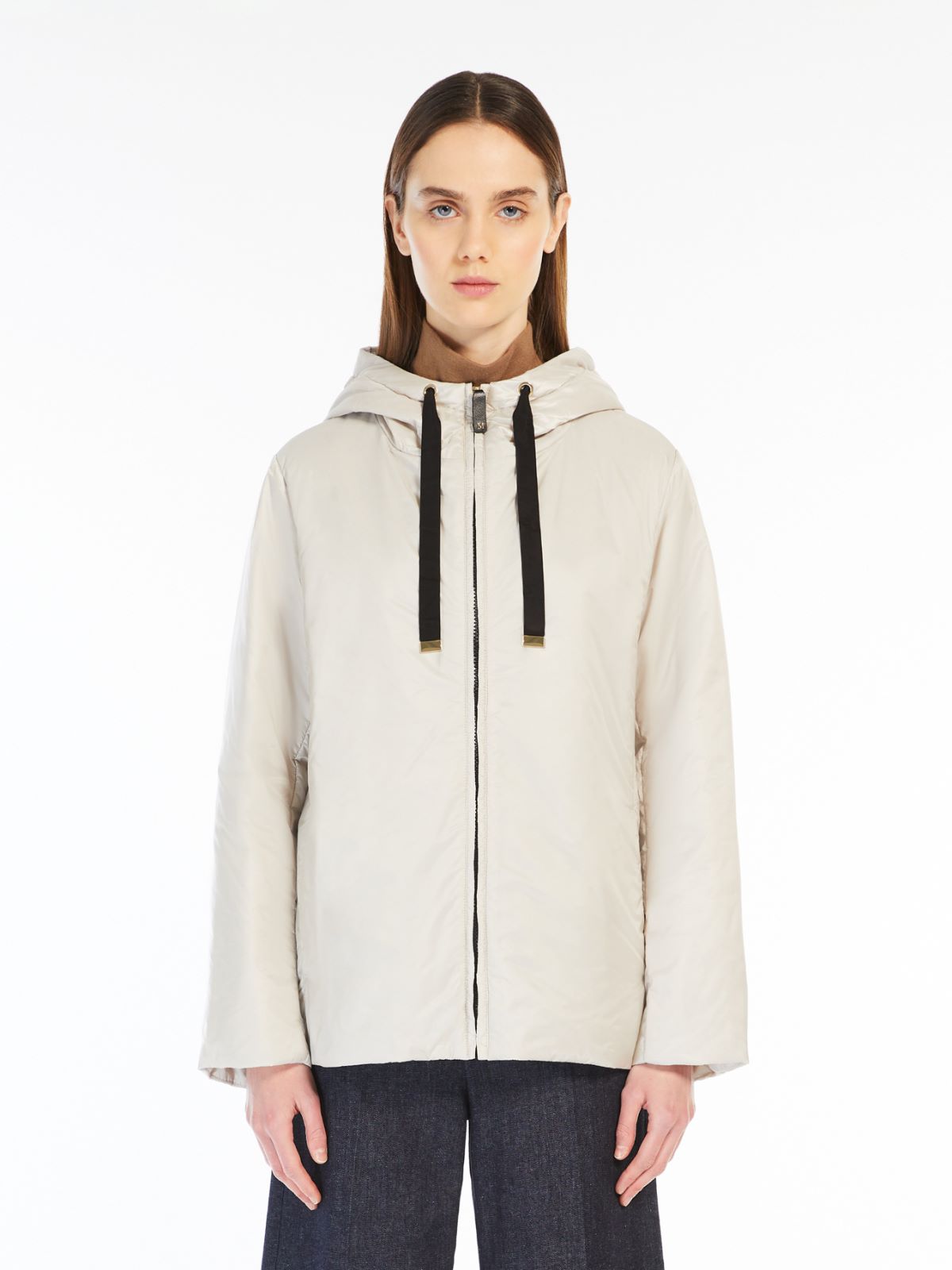 Water-repellent technical canvas travel sweatshirt