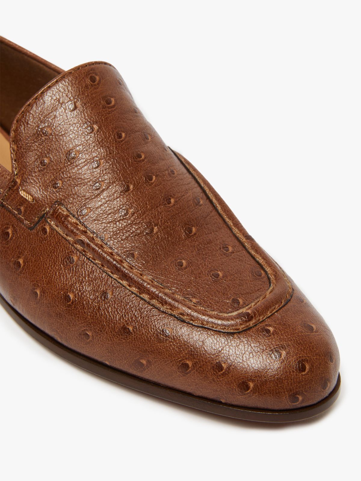 Ostrich-print leather loafers