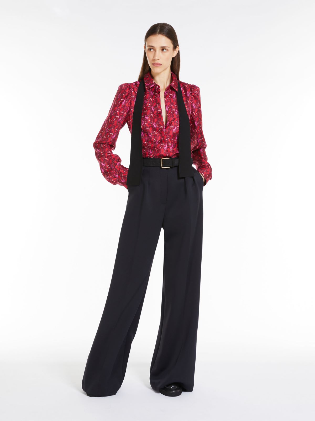 Printed silk twill shirt