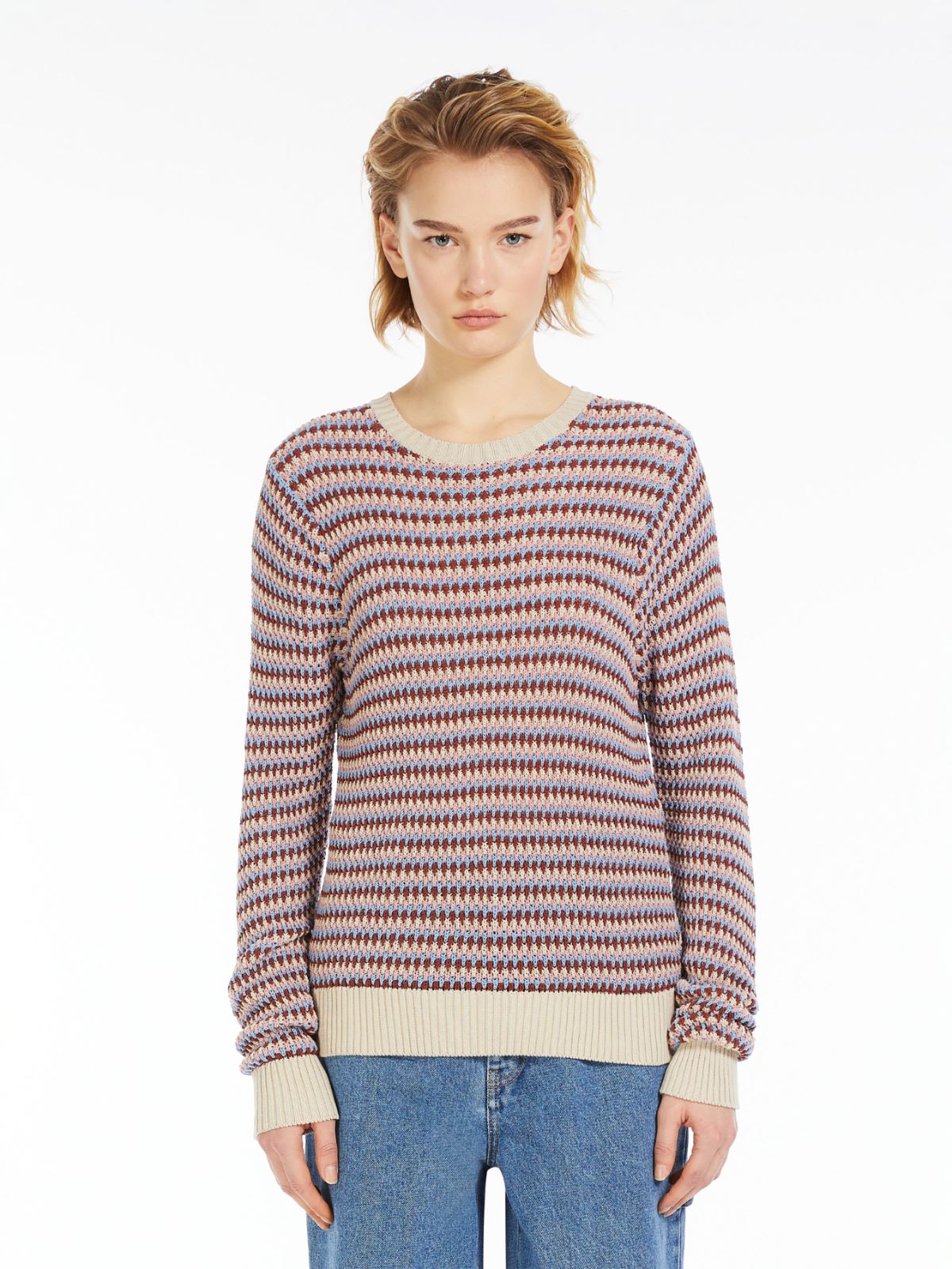 Striped cotton crew-neck sweater