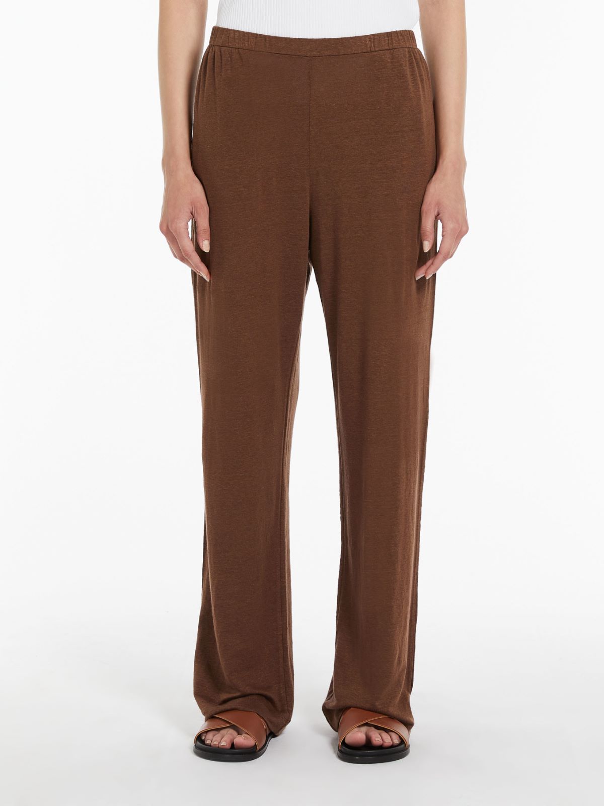 Fluid linen jersey trousers