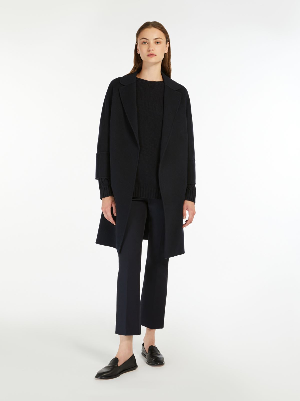 Double-faced short wool coat