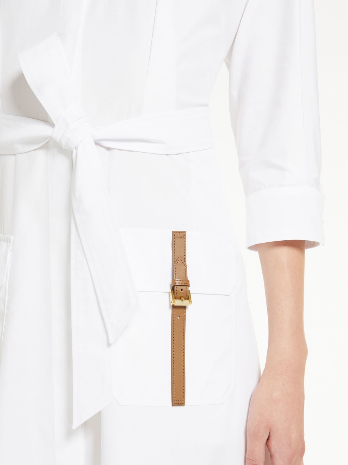 Satin shirt dress with belt